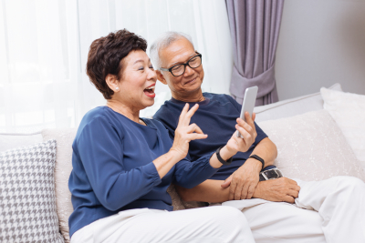 senior couple smiling