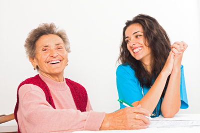 caregiver taking care of senior