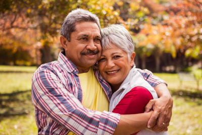 senior couple smiling